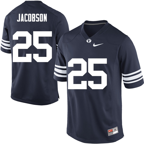 Men #25 Tanner Jacobson BYU Cougars College Football Jerseys Sale-Navy